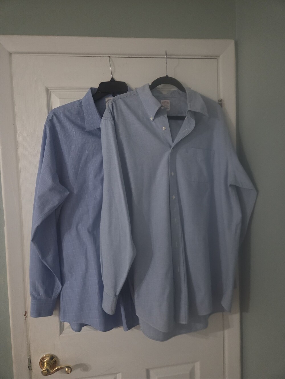 Lot Of Two Brooks Brothers Mens Shirts. Blue/Plaid. 17.5 36/37